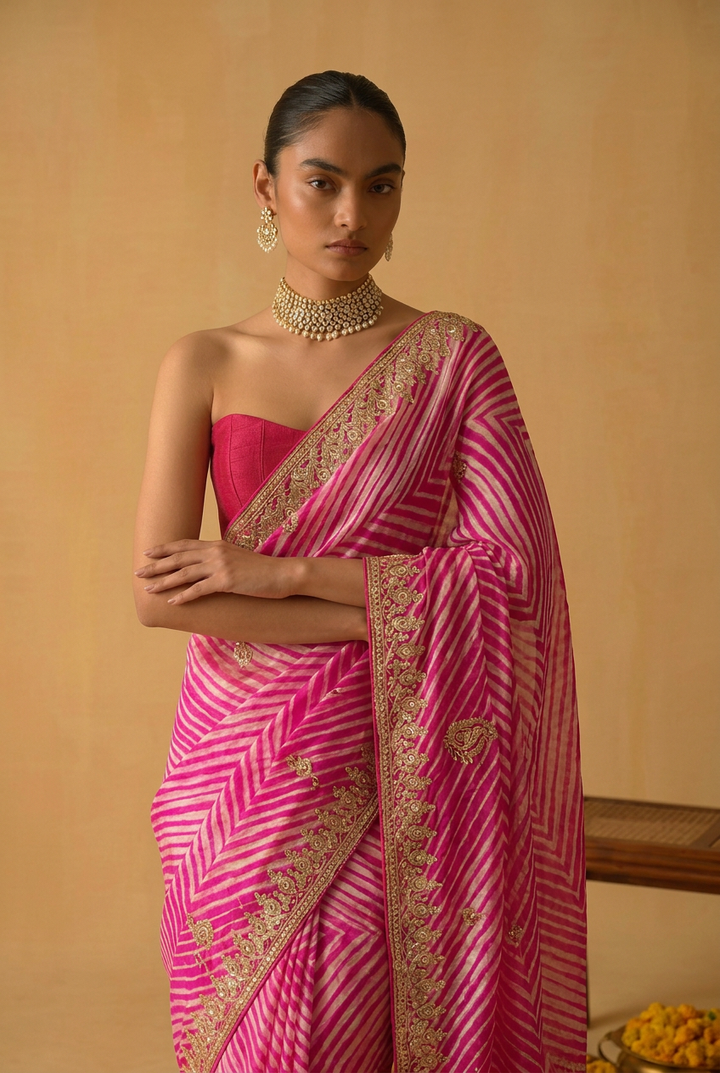 Tussar silk Saree with Gota Patti work.