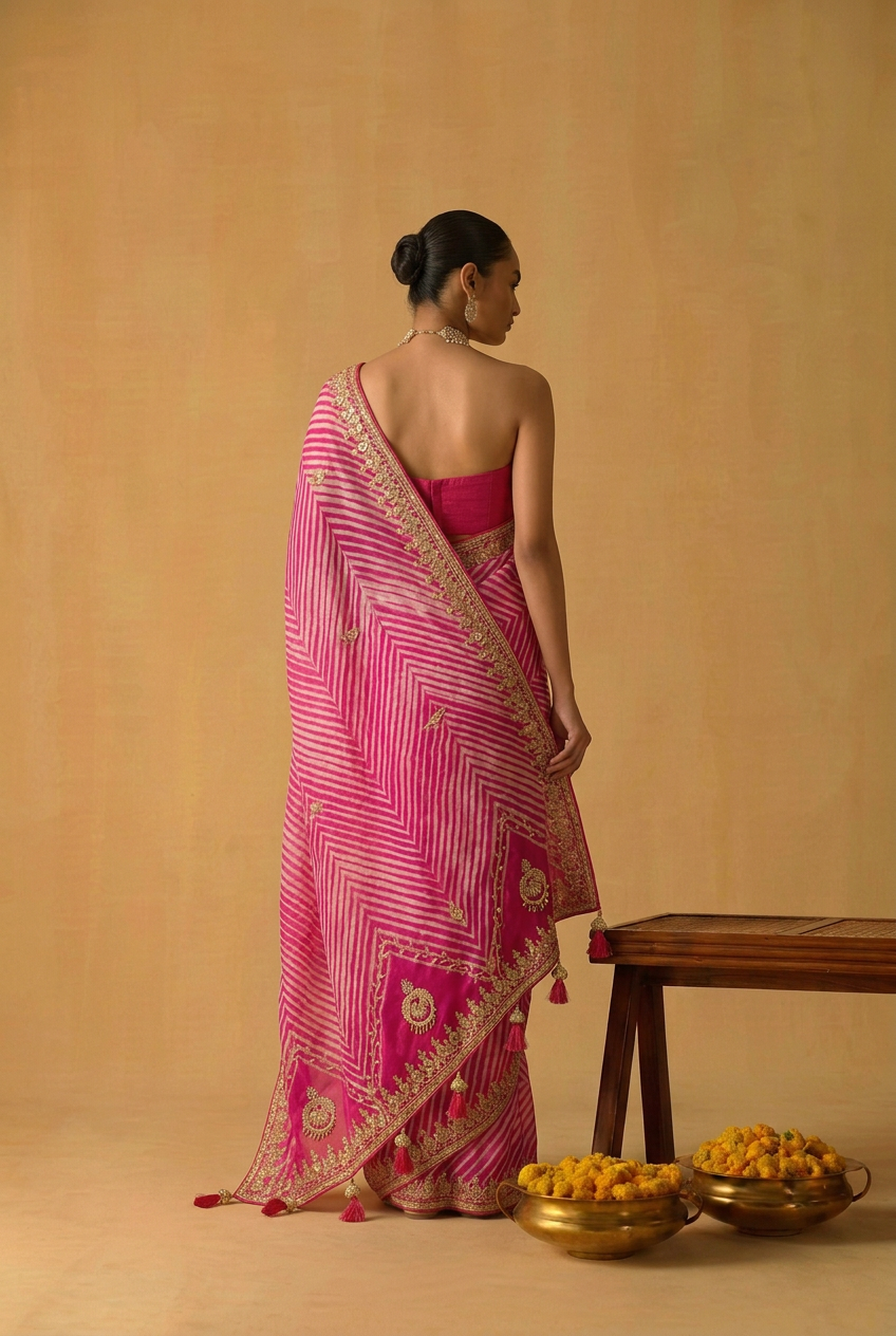 Tussar silk Saree with Gota Patti work.