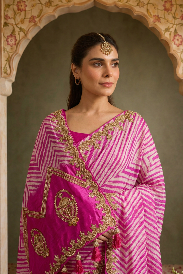Tussar silk Saree with Gota Patti work.