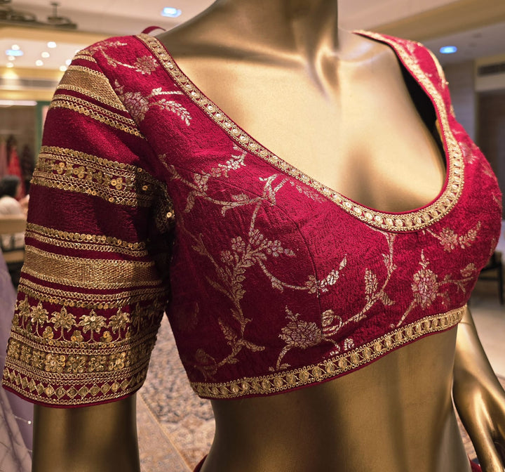 Banarasi Silk Lehenga with Aari, Dori, Sequins, Thread, Zardozi, Zari work.