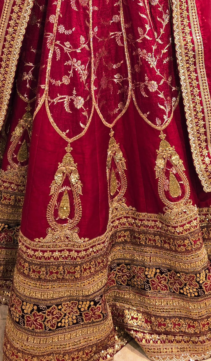 Banarasi Silk Lehenga with Aari, Dori, Sequins, Thread, Zardozi, Zari work.