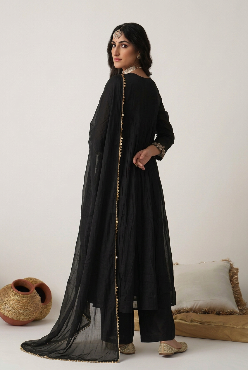 Mul cotton Suit with Aari, Tassels work.