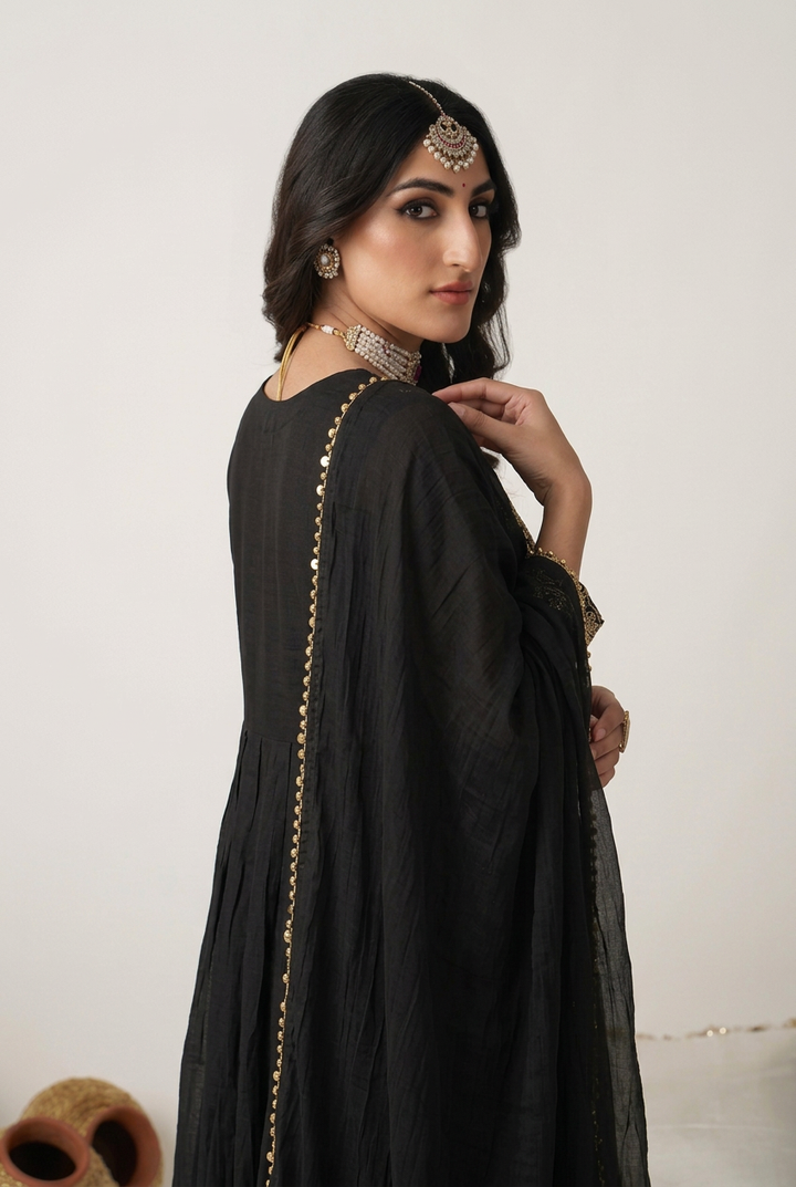 Mul cotton Suit with Aari, Tassels work.