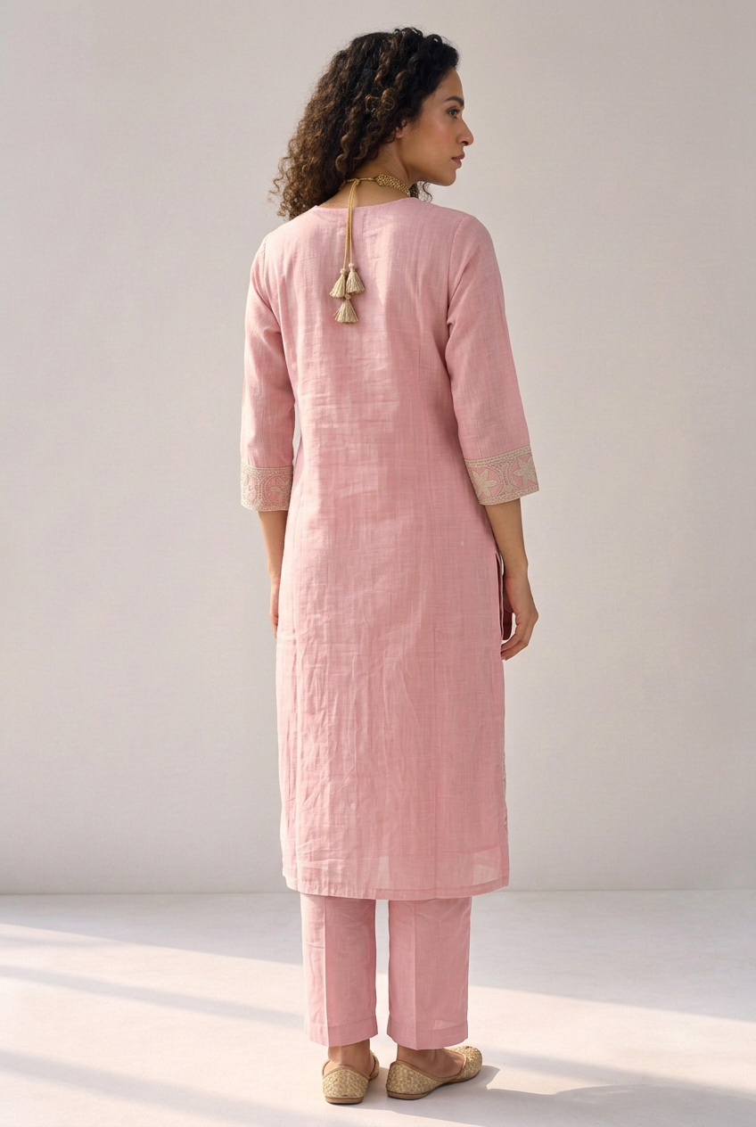 Mul cotton Kurta with Thread work.