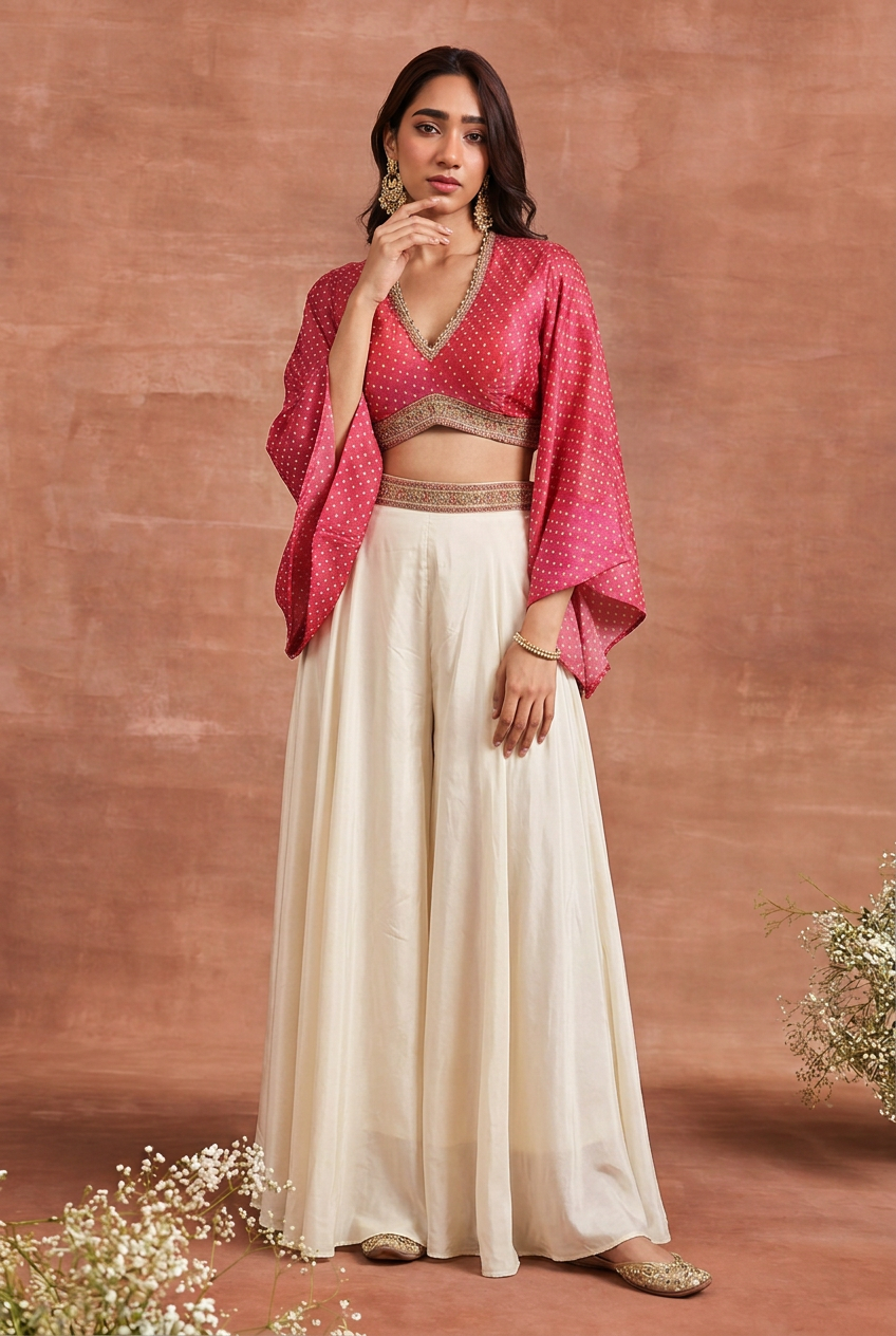 Satin Indowestern with Aari, Cutdana, Sequins work.