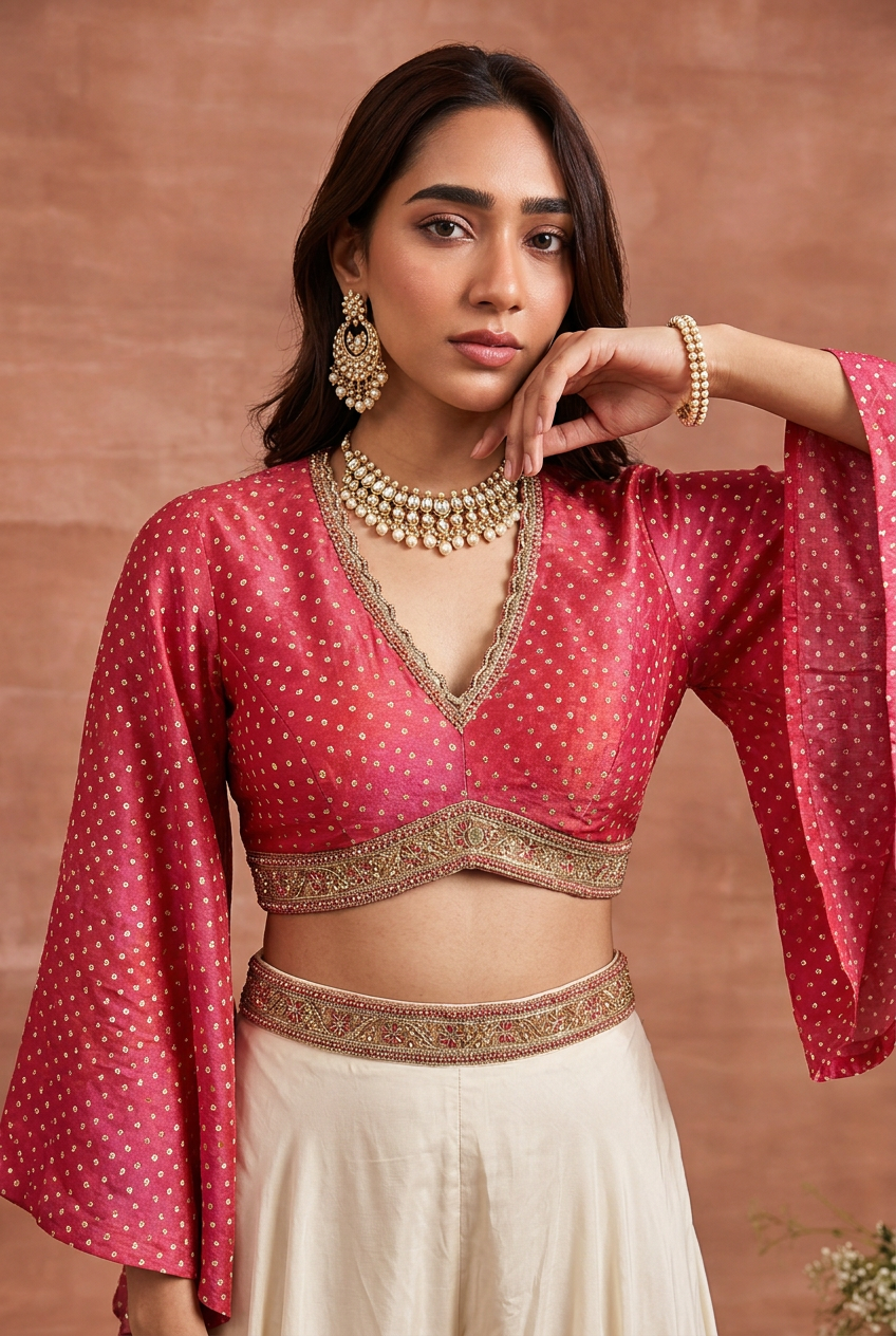 Satin Indowestern with Aari, Cutdana, Sequins work.