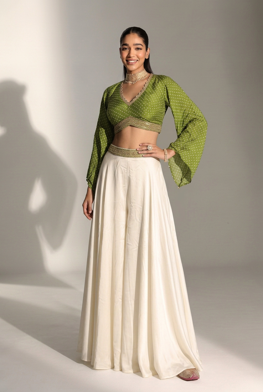 Silk Indowestern with Aari, Cutdana, Sequins work.