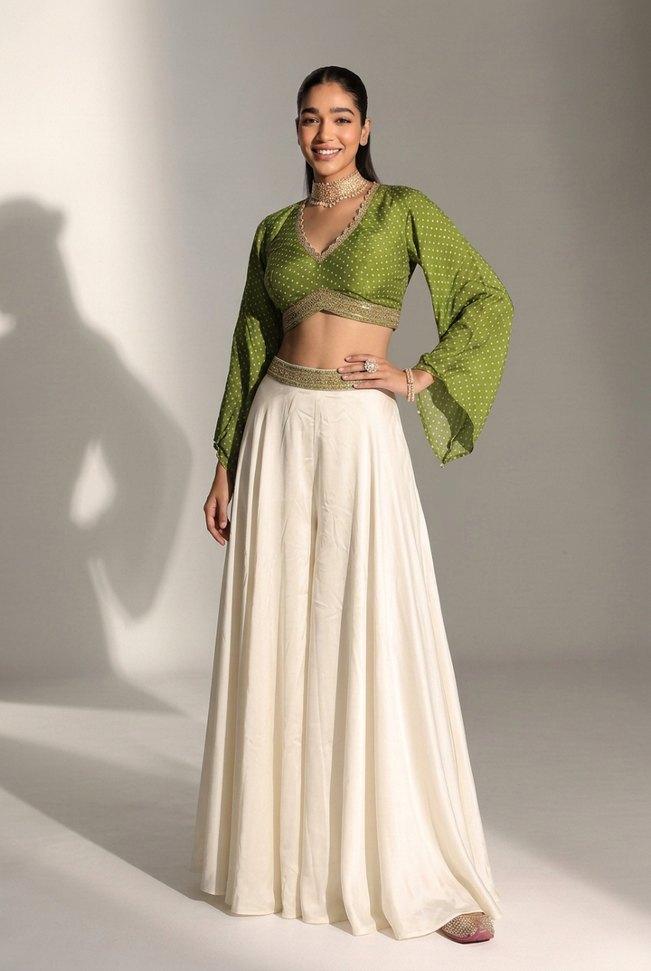 Silk Indowestern with Aari, Cutdana, Sequins work.