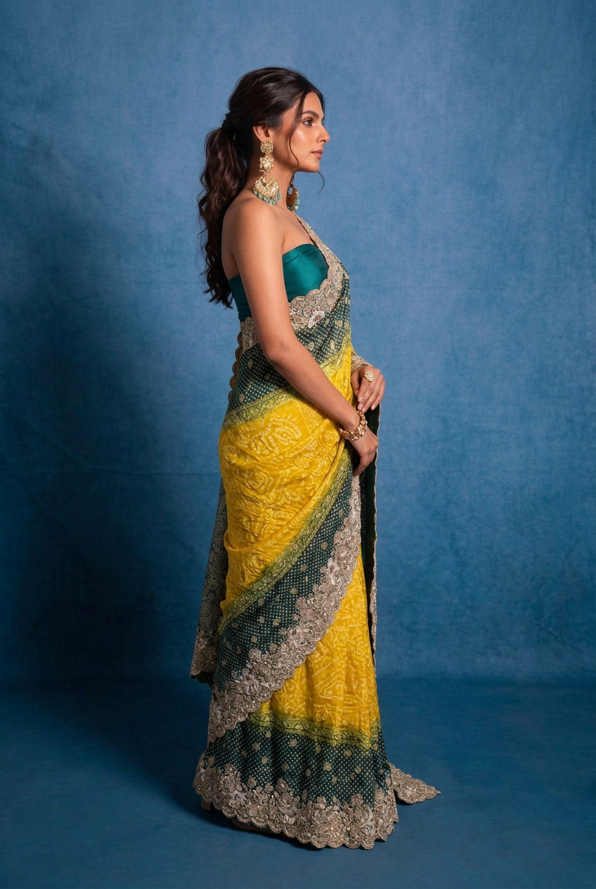 Powerloom Bandhej Georgette Saree