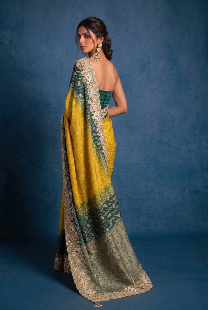 Powerloom Bandhej Georgette Saree