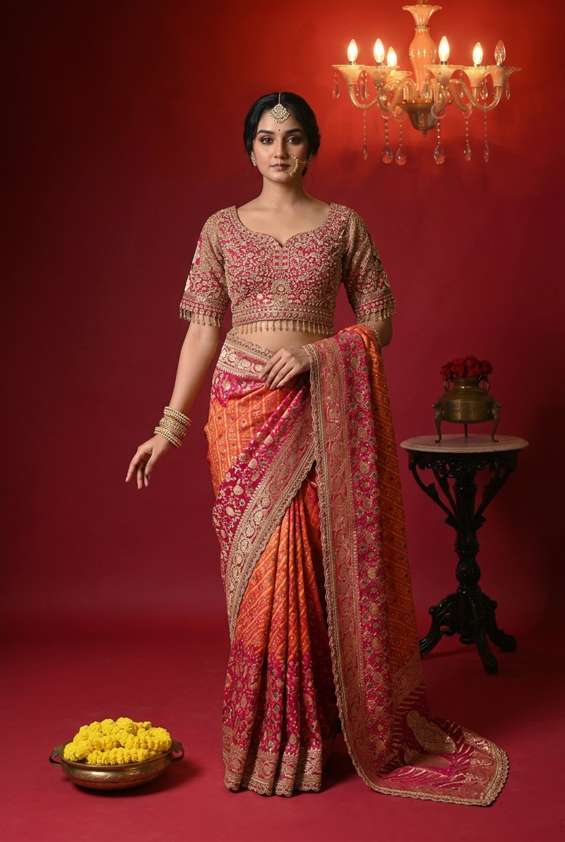 Bandhej Georgette Saree