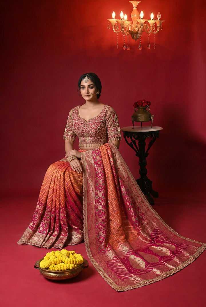 Bandhej Georgette Saree
