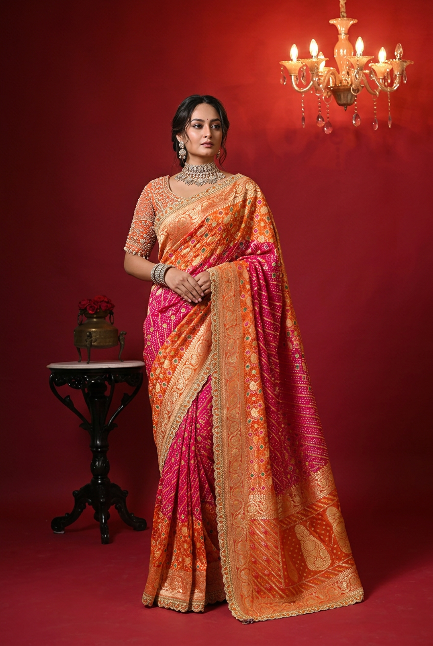 Bandhej Georgette Saree
