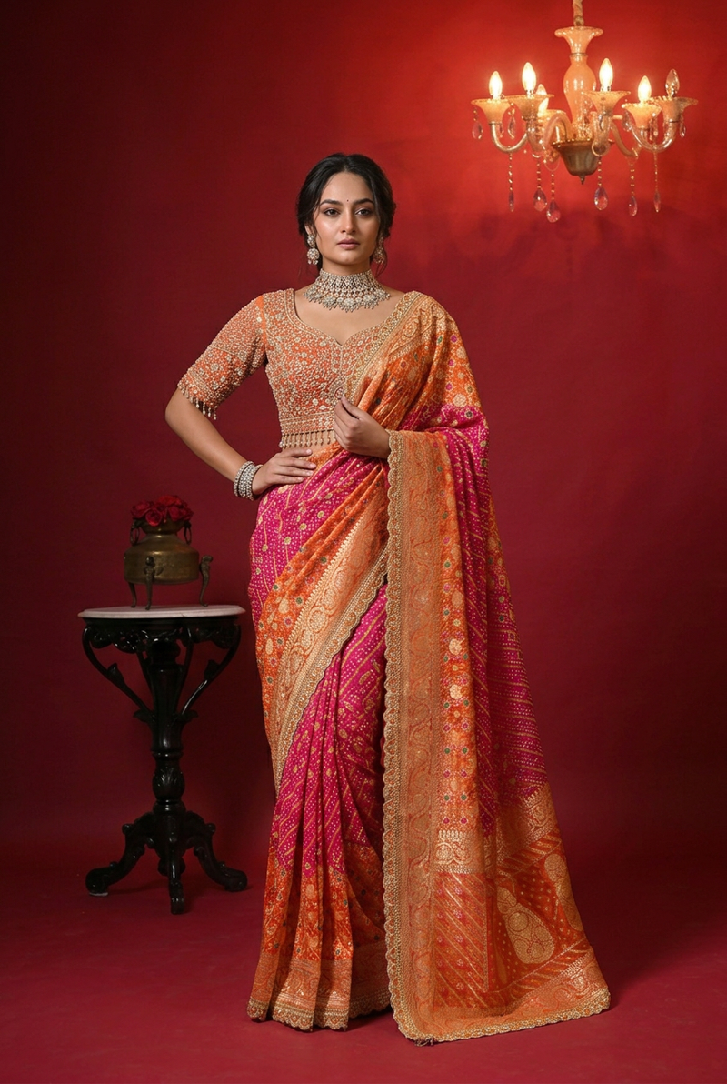 Bandhej Georgette Saree