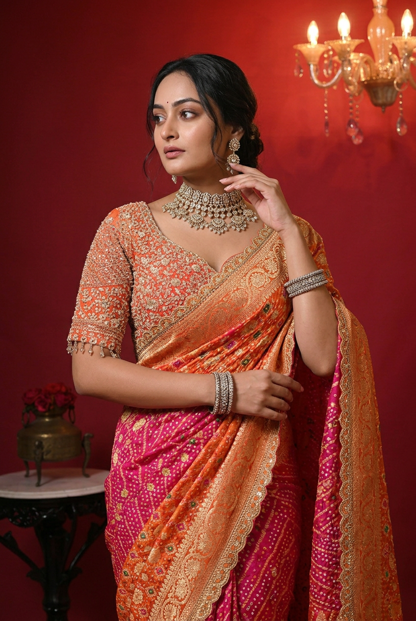 Bandhej Georgette Saree