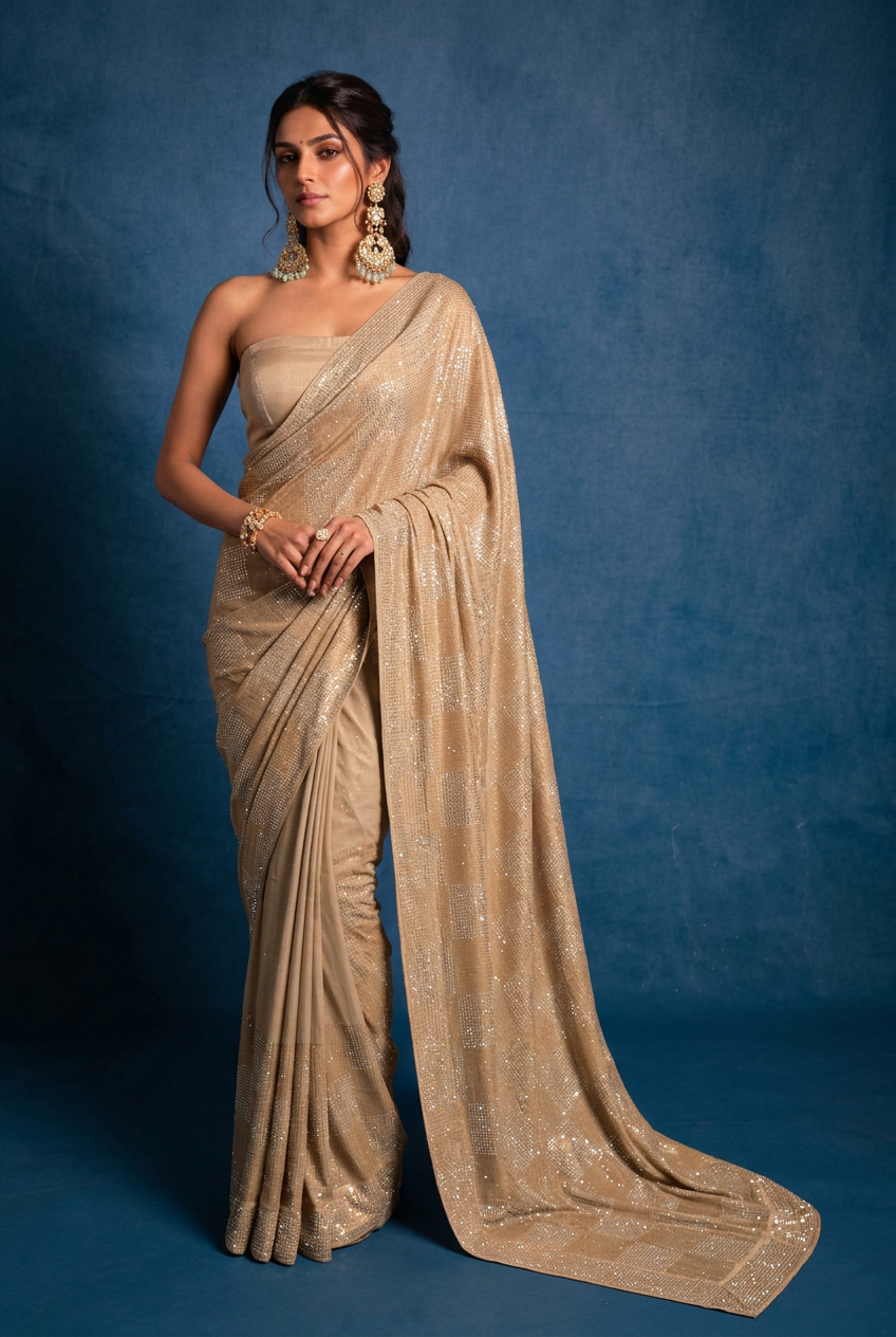 Georgette Saree with Stone work.
