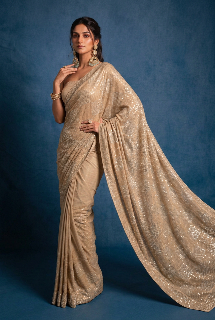 Georgette Saree with Stone work.