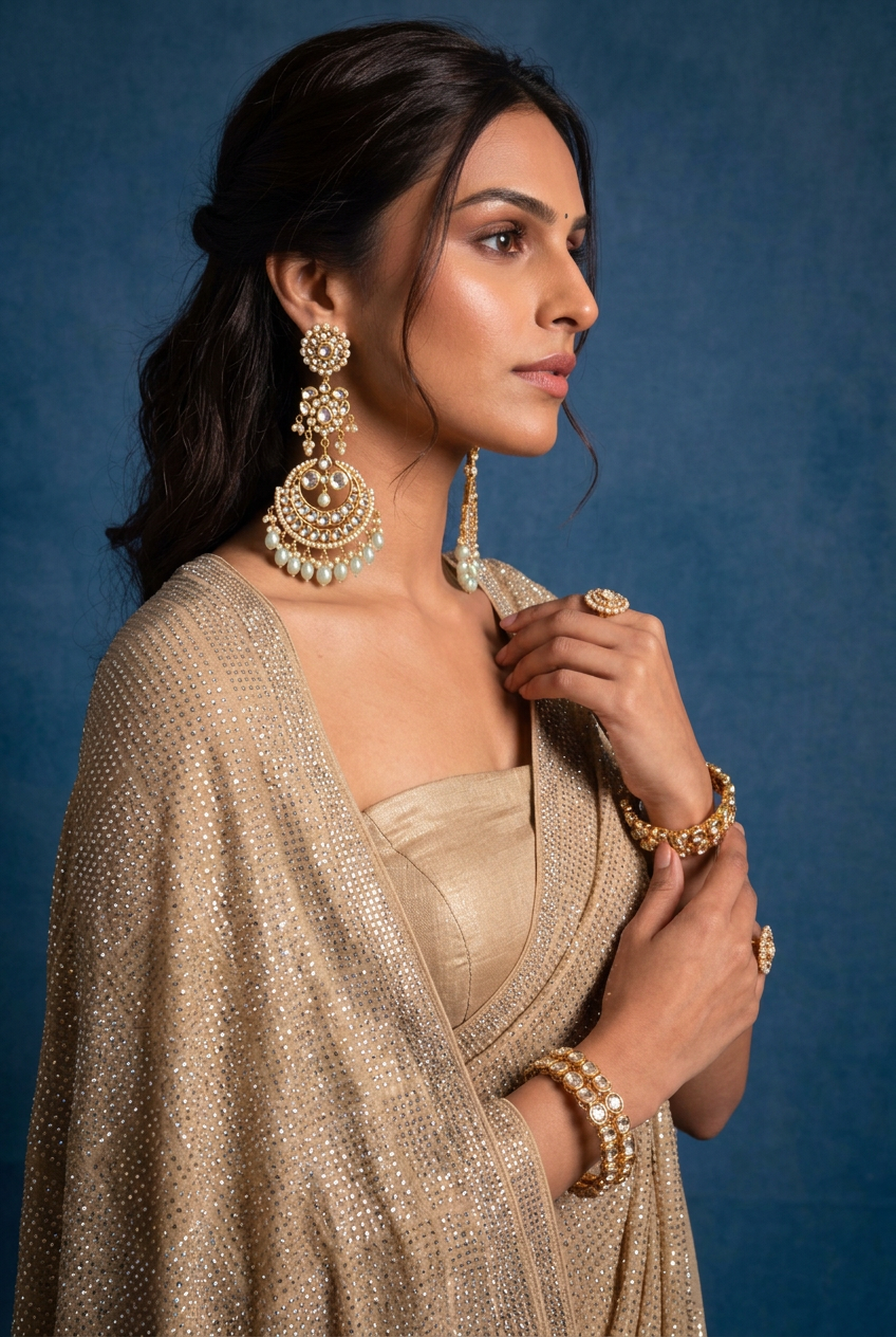 Georgette Saree with Stone work.