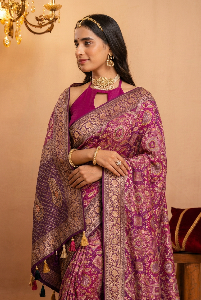 Khaddi Georgette Bandhej Saree