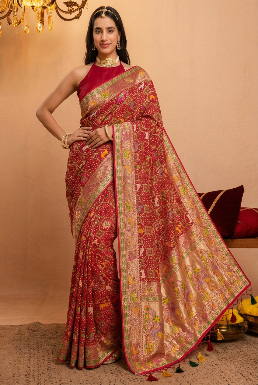 Khaddi Georgette Bandhej Saree