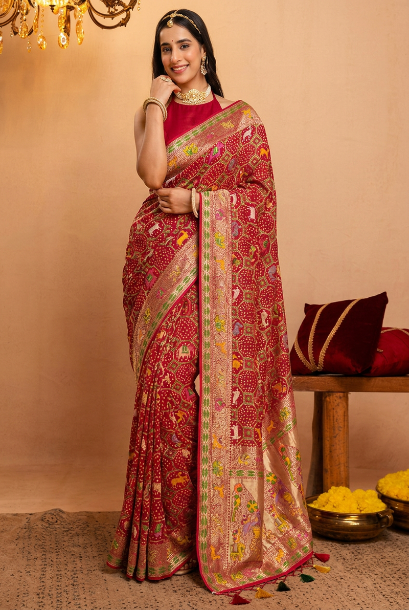 Khaddi Georgette Bandhej Saree