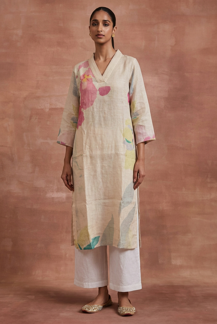 Printed Linen Kurta