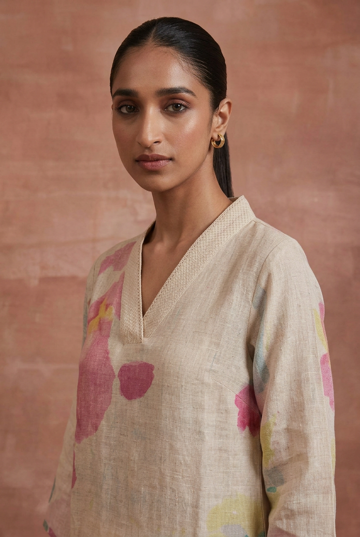 Printed Linen Kurta