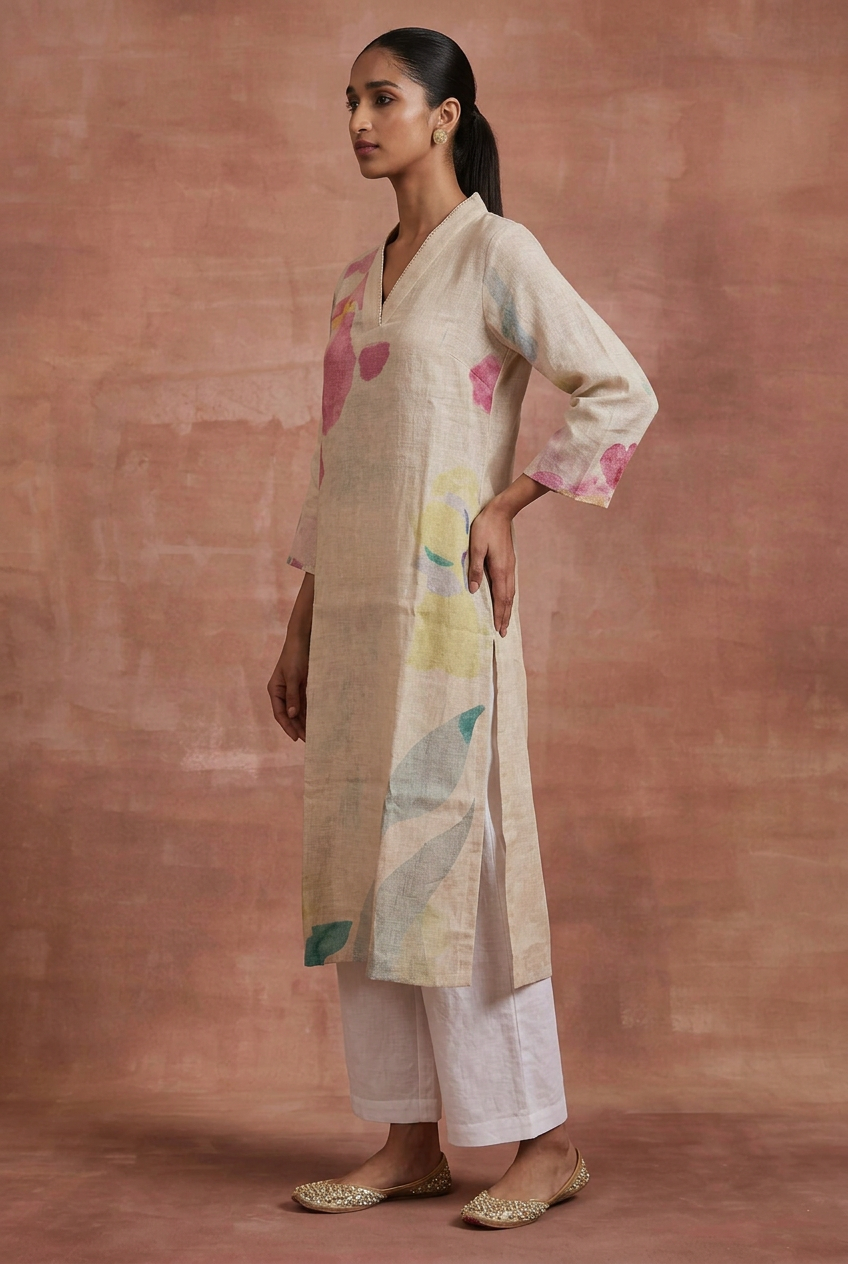 Printed Linen Kurta