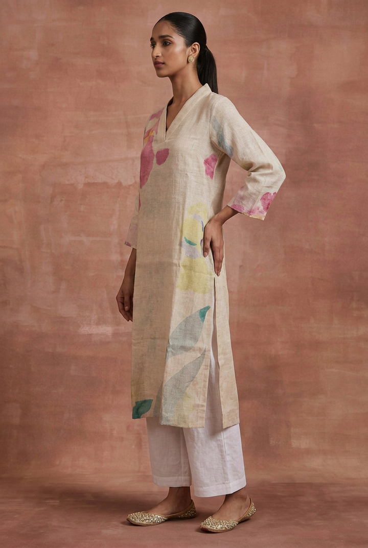Printed Linen Kurta