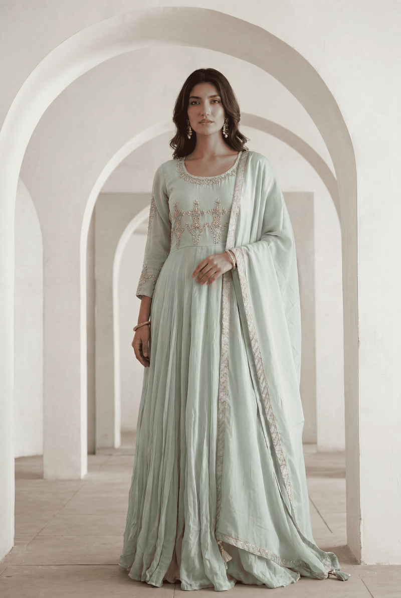 Organza Suit with Gota Patti, Zardozi work.