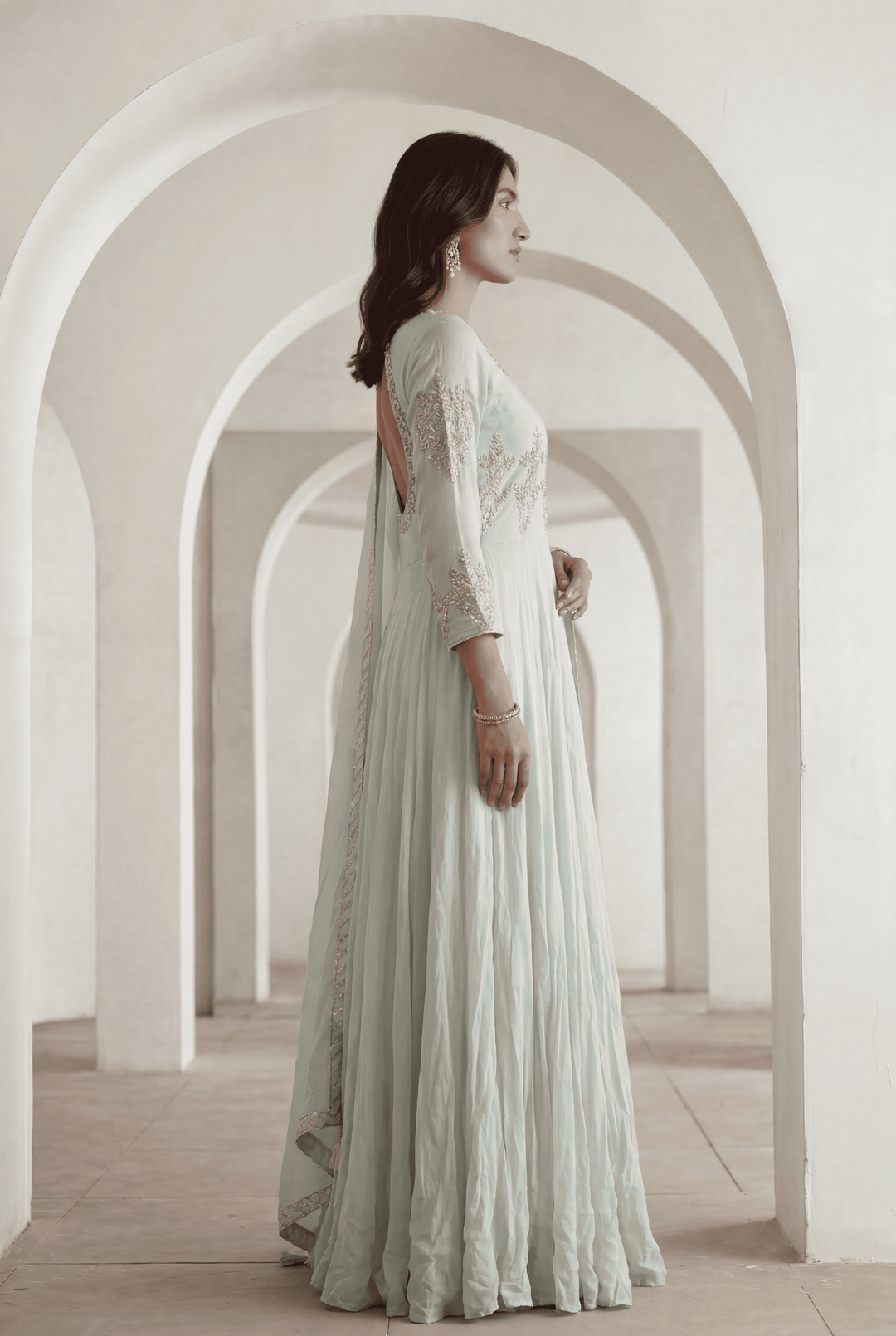 Organza Suit with Gota Patti, Zardozi work.