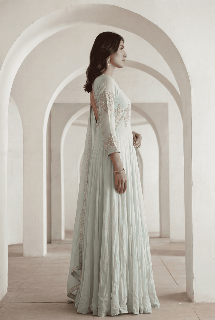 Organza Suit with Gota Patti, Zardozi work.