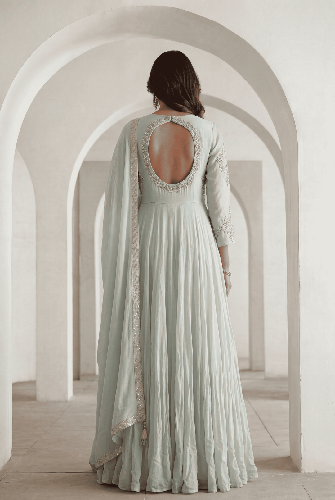 Organza Suit with Gota Patti, Zardozi work.