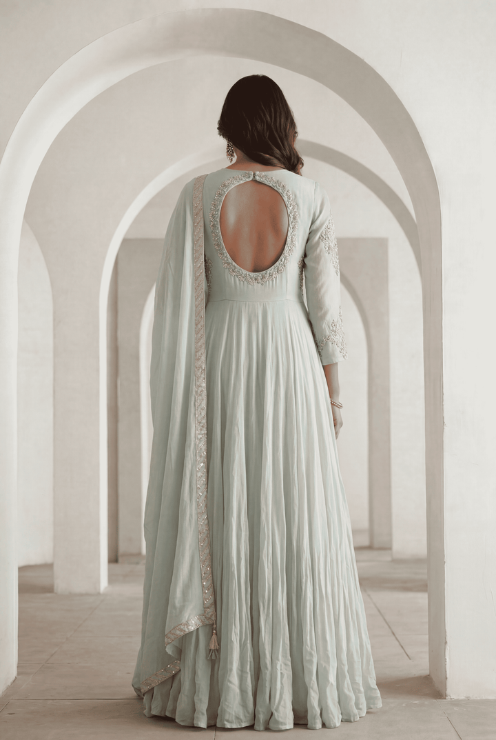 Organza Suit with Gota Patti, Zardozi work.
