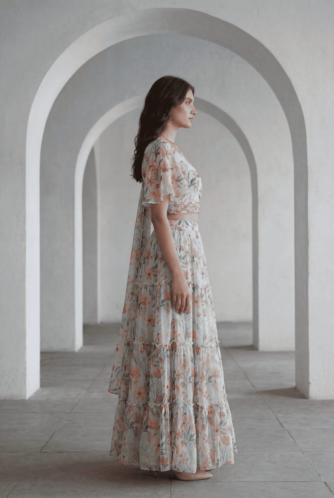 Georgette Indowestern with Gota Patti, Zardozi work