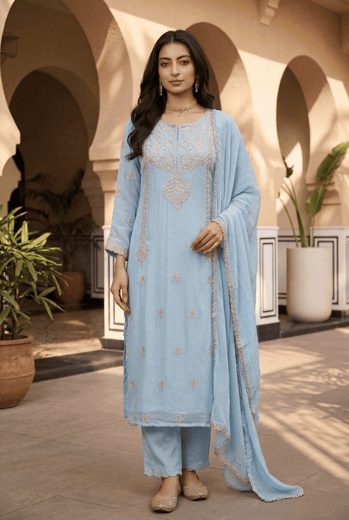 Georgette Suit with Pittan work.