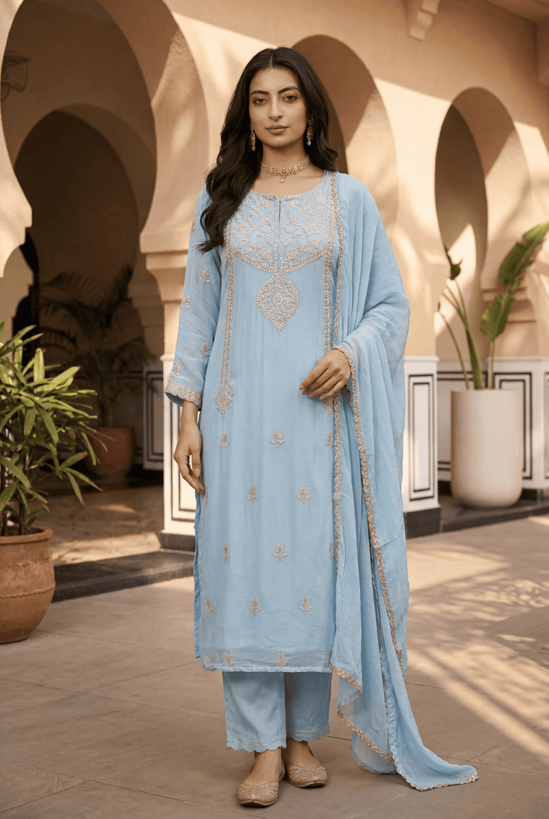 Georgette Suit with Pittan work.