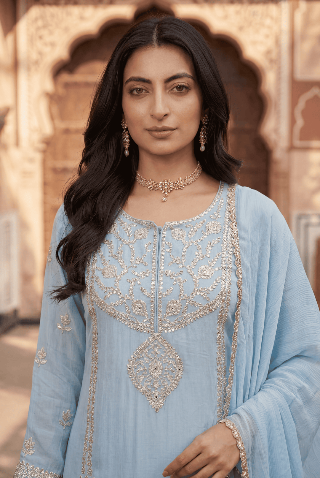 Georgette Suit with Pittan work.