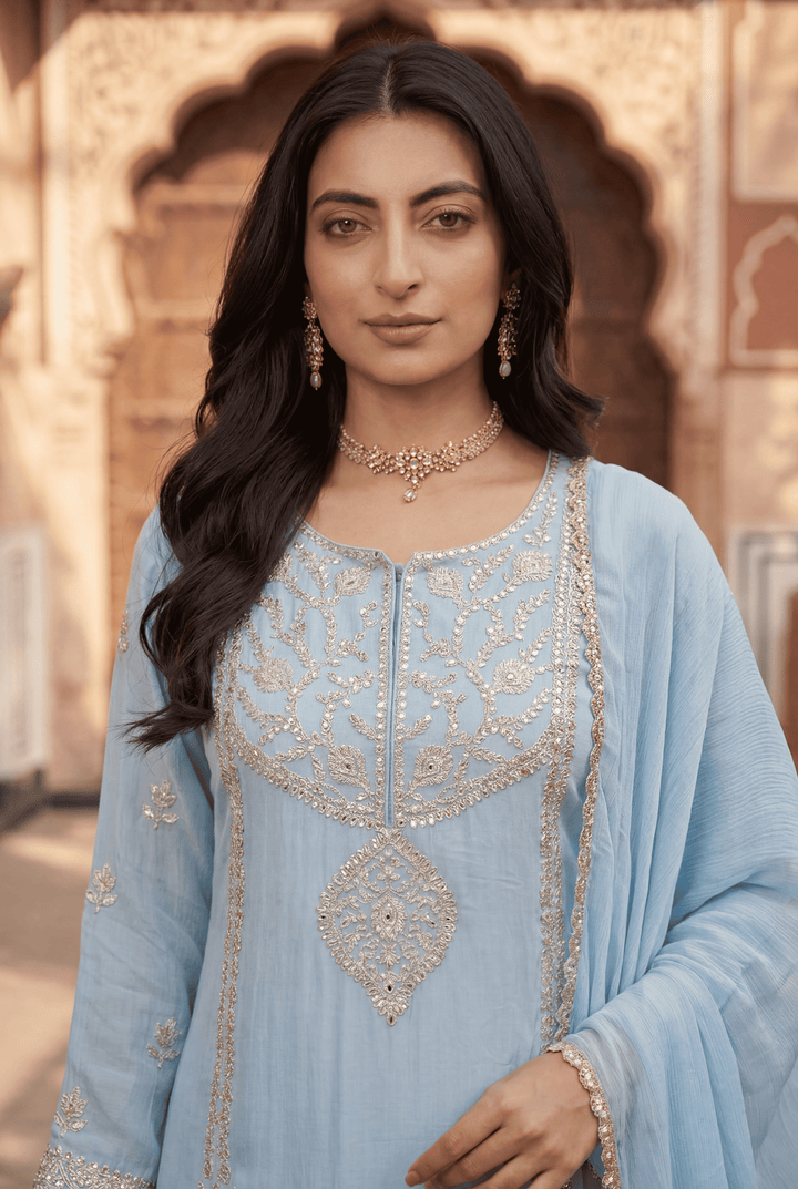 Georgette Suit with Pittan work.