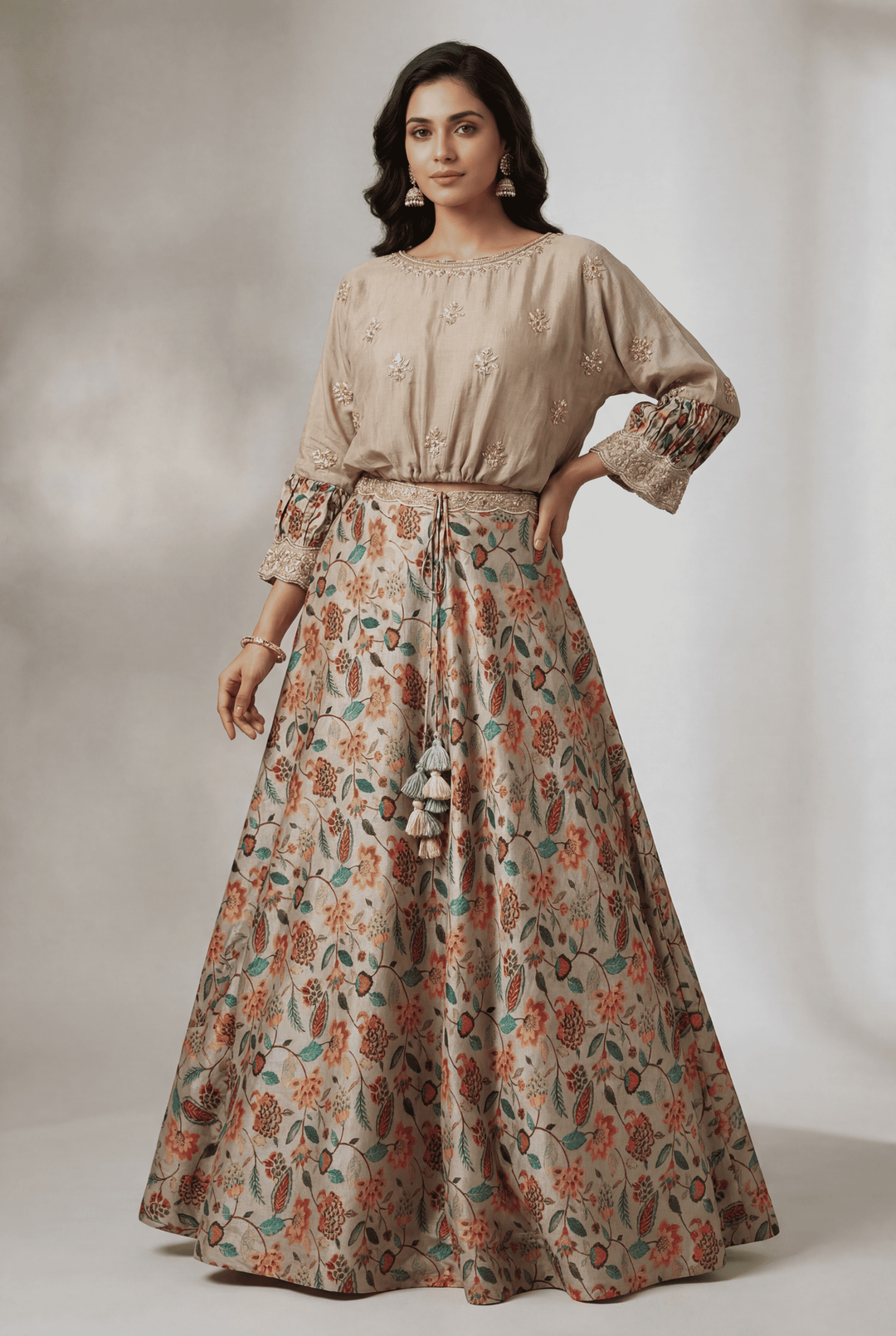 Printed Silk Indowestern