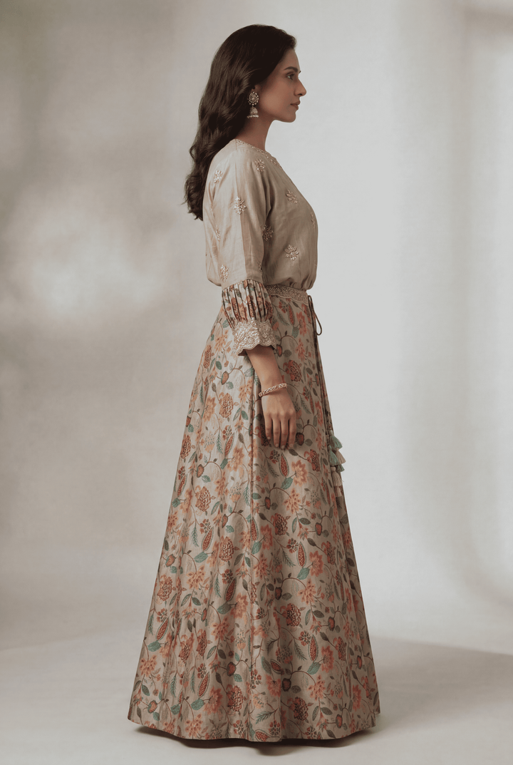 Printed Silk Indowestern