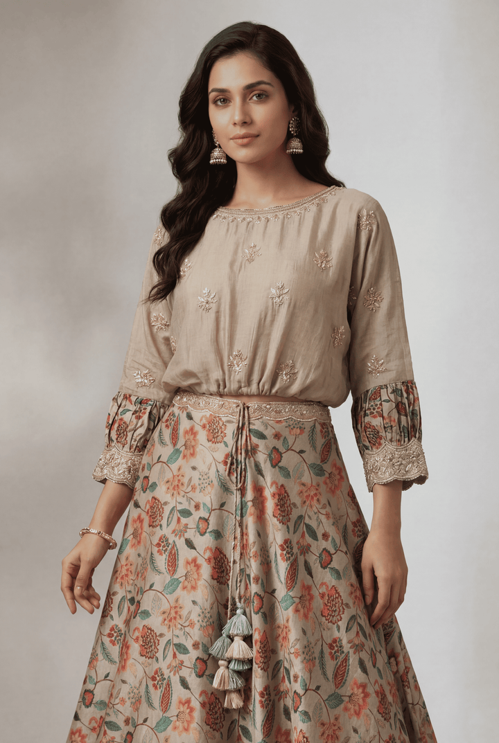 Printed Silk Indowestern