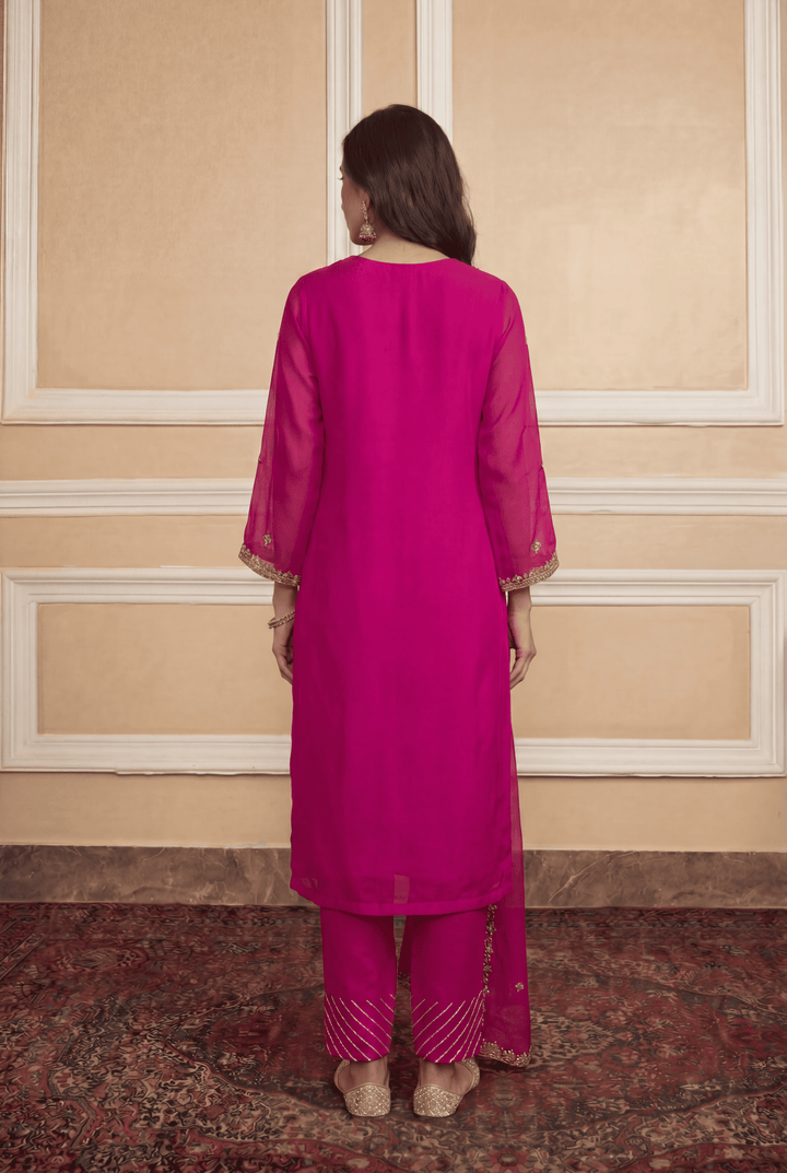 Georgette Suit with Gota Patti, Sequins, Thread, Zari work.