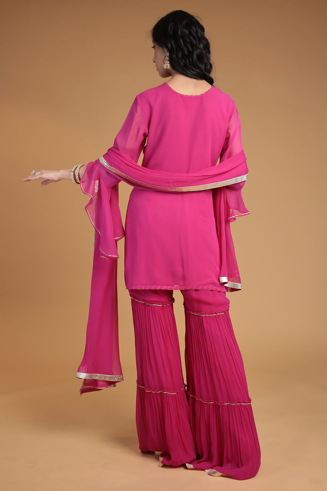 Georgette Sharara Suit with Pittan work