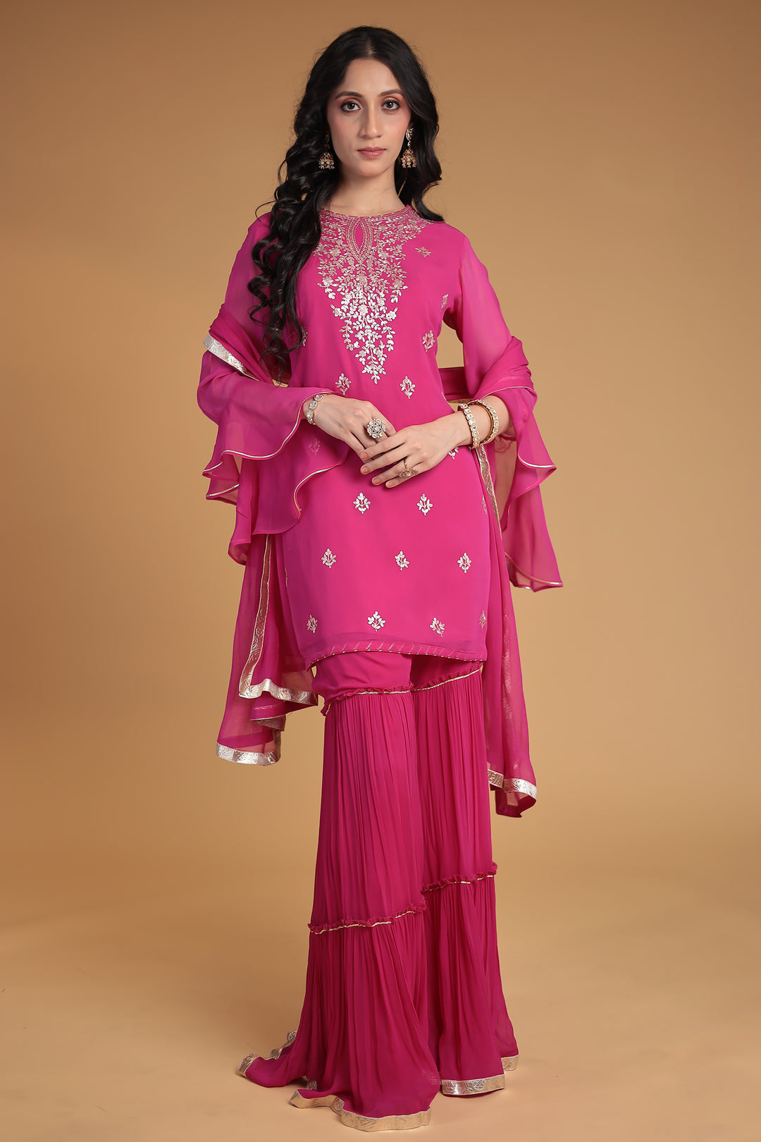 Georgette Sharara Suit with Pittan work