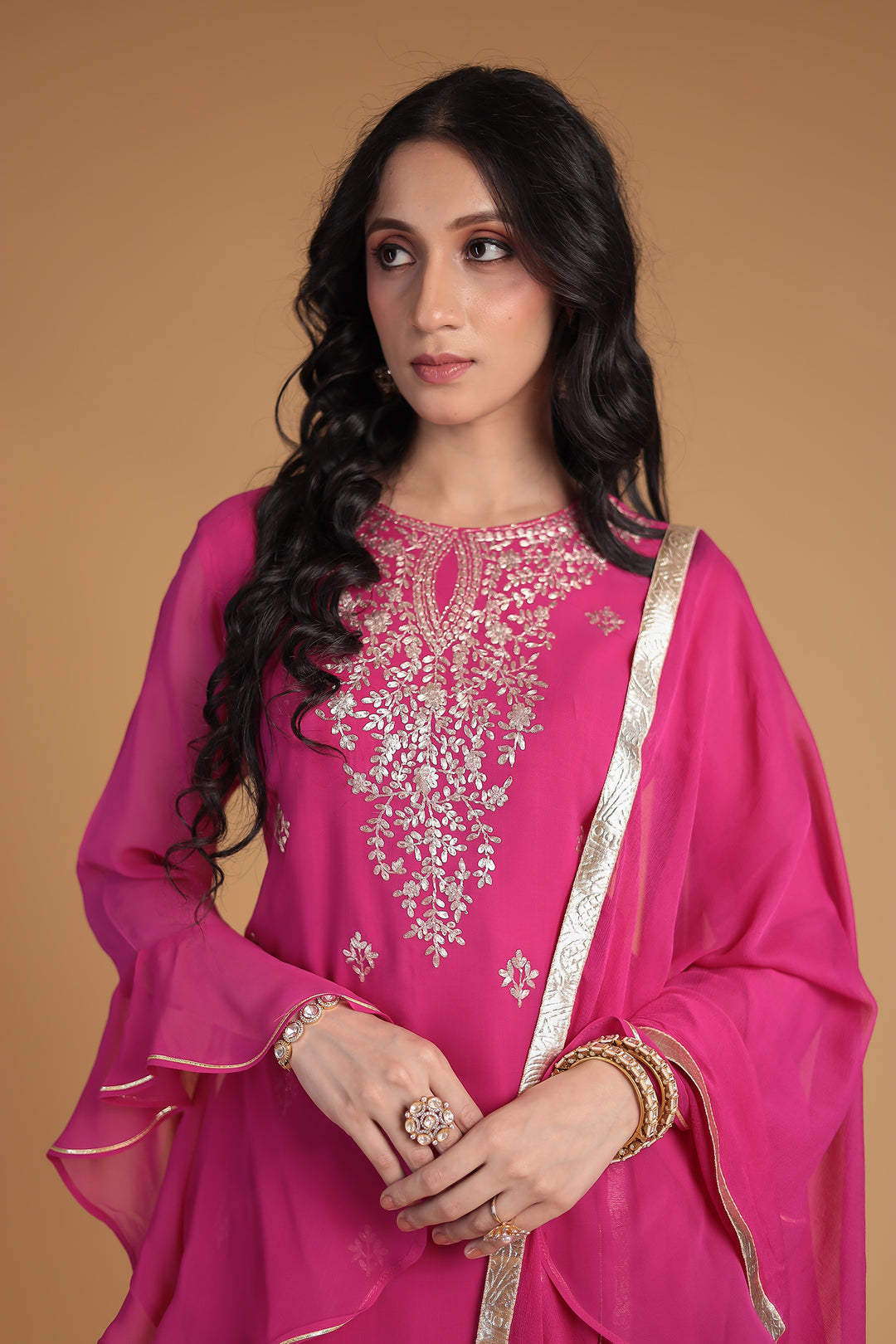 Georgette Sharara Suit with Pittan work