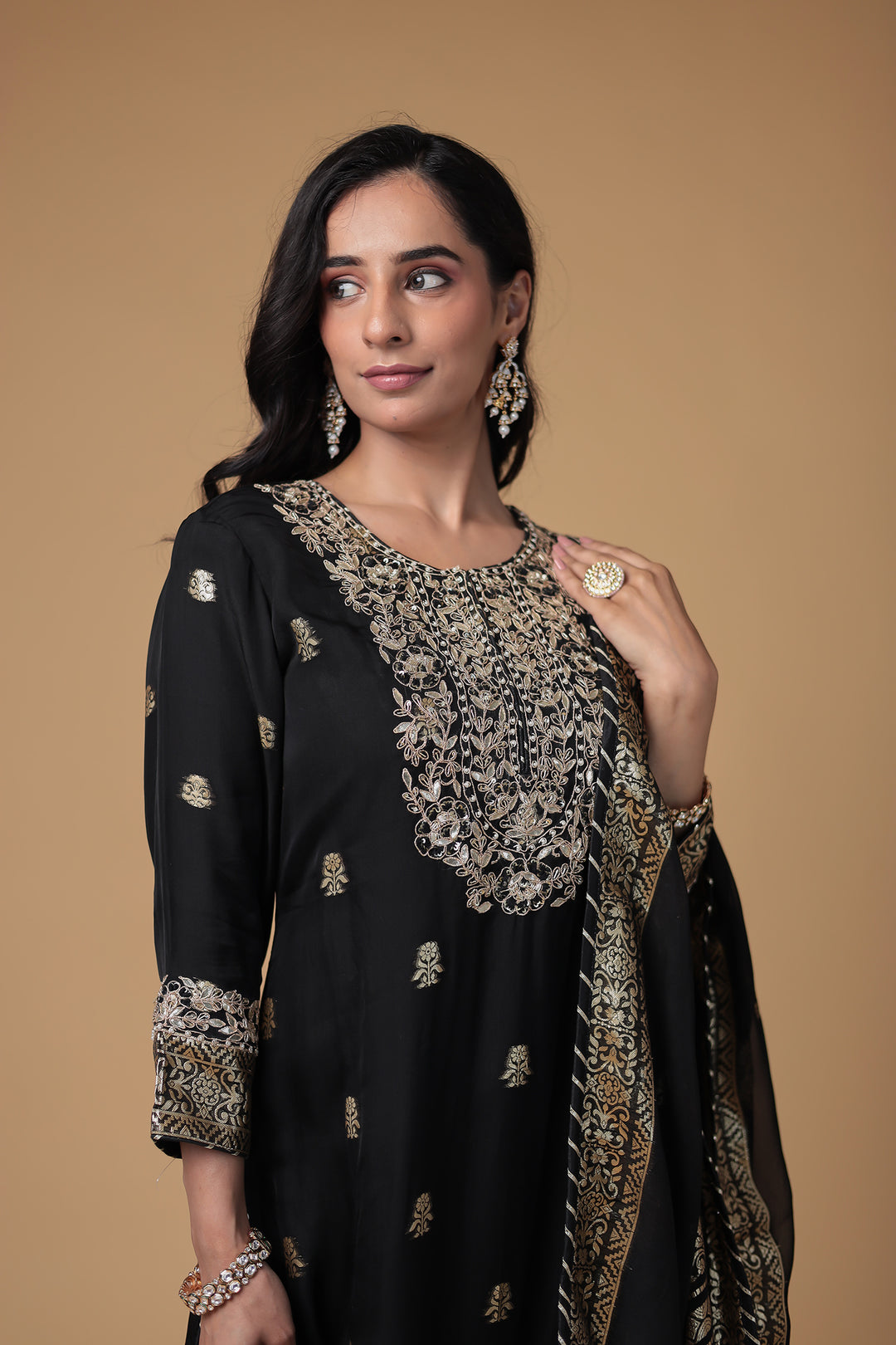 Handloom Organza Suit with Gota Patti,Thread and Zardozi, Handloom work