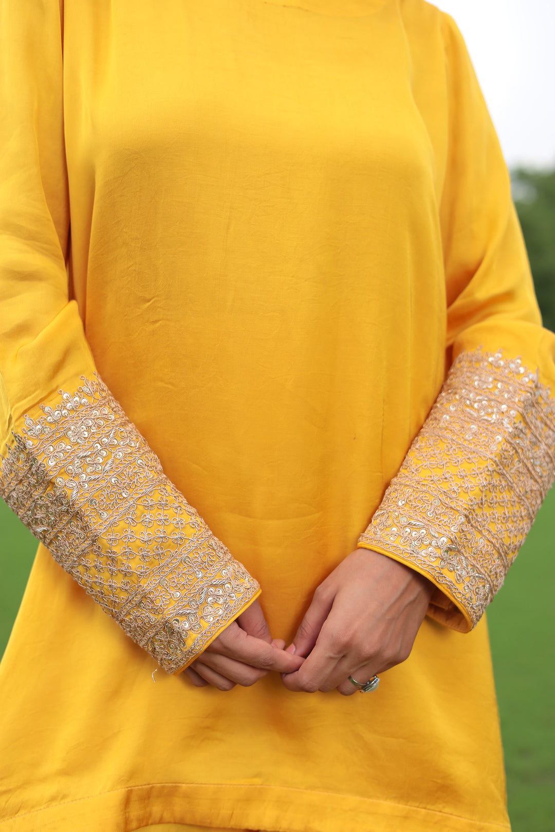 Satin Silk Indowestern with Dori and Sequins work