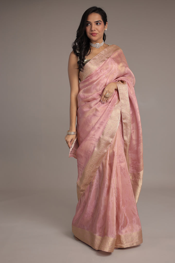 Light Pink Tissue Saree