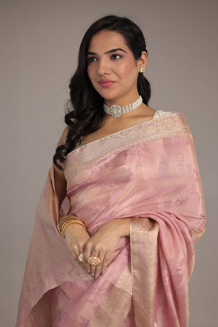 Luxurious Shimmer Tissue Saree with Traditional Handwoven Touch
